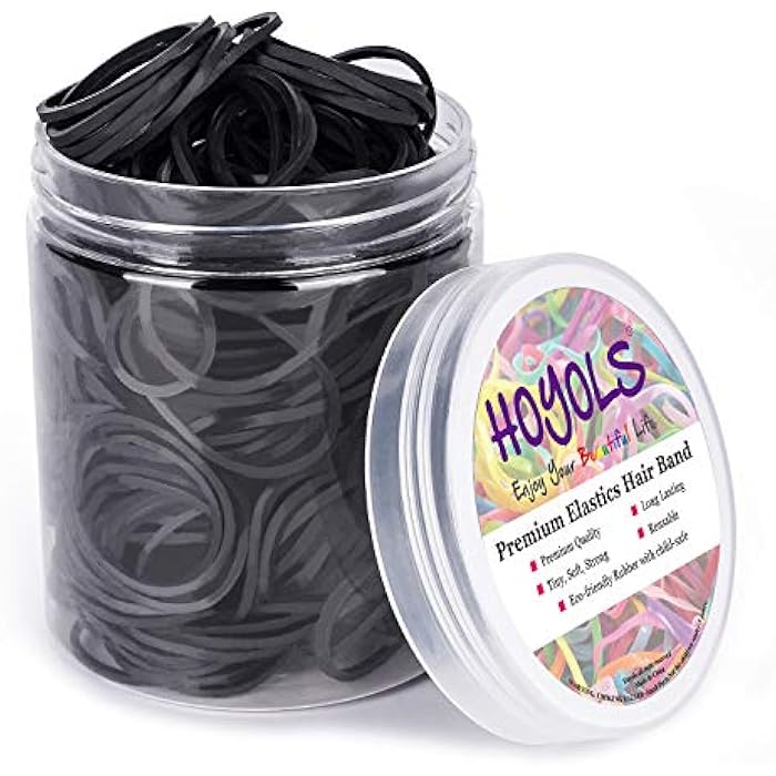 HOYOLS 1 1/2 Inches Large Elastics Rubber Bands for Black Hair Ties Braiding Ponytail Holders Plastic Rubberbands for Women Girls Hair Crafts Office Supplier No Damage 330pcs (L) Latex-Free - Image 1